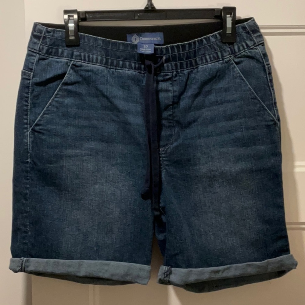 Democracy Women's Ab Solution Denim Drawstring Bermuda Short Size 10
